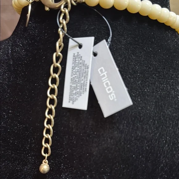 Chico's Gold and Cream Beaded Necklace - Picture 3 of 6